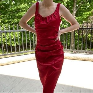 red formal ruffled dress